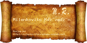 Milenkovits Rézmán névjegykártya
